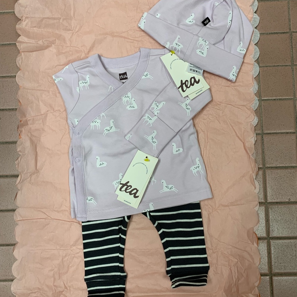 Tea Collection, 3 piece set, girl, 0-3 months.